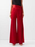 Taller Marmo - Vulcan High-rise Satin Wide-leg Trousers - Womens - Red