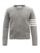 Mens Rtw Thom Browne - Four-bar Intarsia Buttoned Wool Sweater - Mens - Grey
