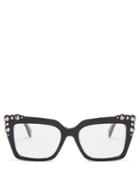 Matchesfashion.com Fendi - Stud Embellished Square Frame Glasses - Womens - Black