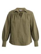 Frame Open-collar Cotton-blend Top