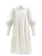 Matchesfashion.com Thierry Colson - Wendy Gathered Cotton-poplin Shirt Dress - Womens - White