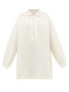 Matchesfashion.com Raey - Balloon-sleeve Linen And Silk-blend Smock Dress - Womens - Ivory