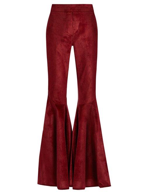 Matchesfashion.com Ellery - Jacuzzi High Rise Ruffled Cuff Corduroy Trousers - Womens - Copper