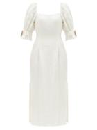 Matchesfashion.com Sir - Pascale Square-neck Side-slit Linen Dress - Womens - Ivory