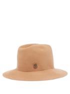 Matchesfashion.com Maison Michel - Tylie Chain And Plaque Felt Trilby Hat - Womens - Camel