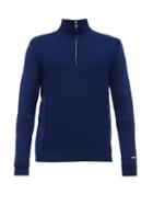 Matchesfashion.com Kjus - Linard Half Zip Wool Blend Jacket - Mens - Blue Multi