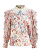 Horror Vacui - Gretal Floral-print Cotton-poplin Blouse - Womens - Pink Multi