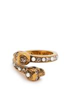 Matchesfashion.com Alexander Mcqueen - Skull Faux Pearl And Crystal Embellished Ring - Womens - Gold