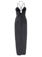 Nensi Dojaka - Cutout Side-slit Silk-chiffon Gown - Womens - Black