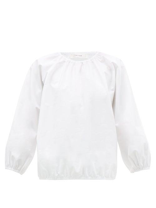 Matchesfashion.com The Row - Rain Gathered Cotton Blouse - Womens - White