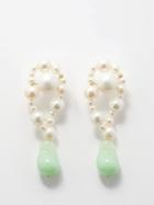 Completedworks - Pearl, Resin & 14kt Gold-plated Earrings - Womens - Green