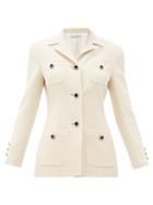 Matchesfashion.com Alessandra Rich - Chain Button Tailored Wool Blend Jacket - Womens - Ivory
