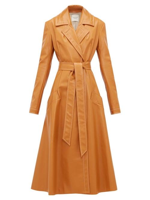Matchesfashion.com A.w.a.k.e. Mode - Gingerbread Belted Leather Coat - Womens - Orange