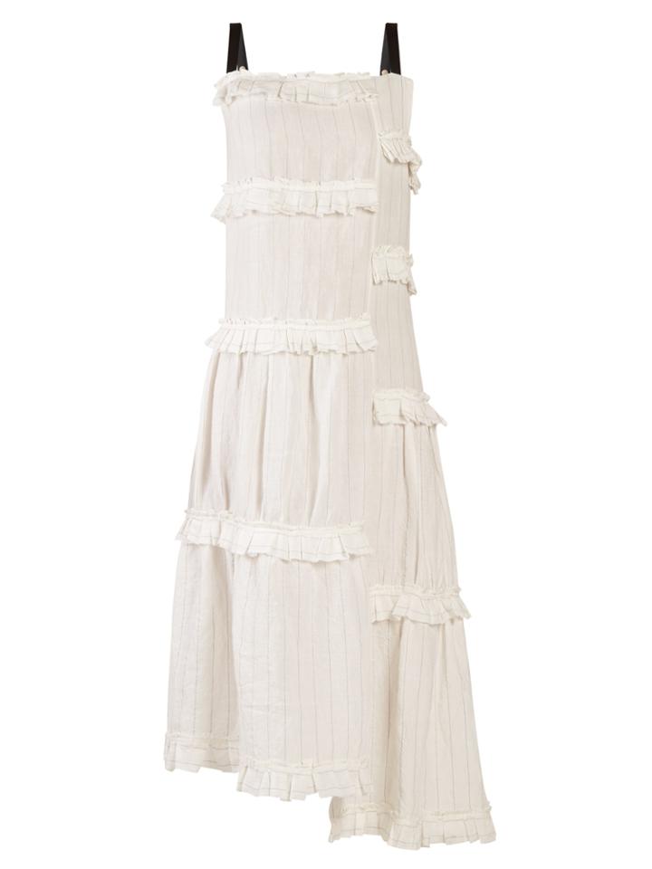Loewe Ruffle-trimmed Linen-blend Midi Dress