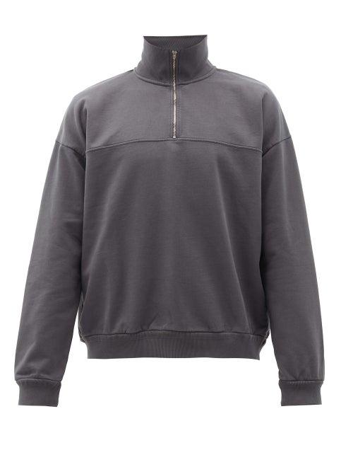 Matchesfashion.com Jeanerica Jeans & Co. - Quarter-zip Cotton-jersey Sweatshirt - Mens - Grey