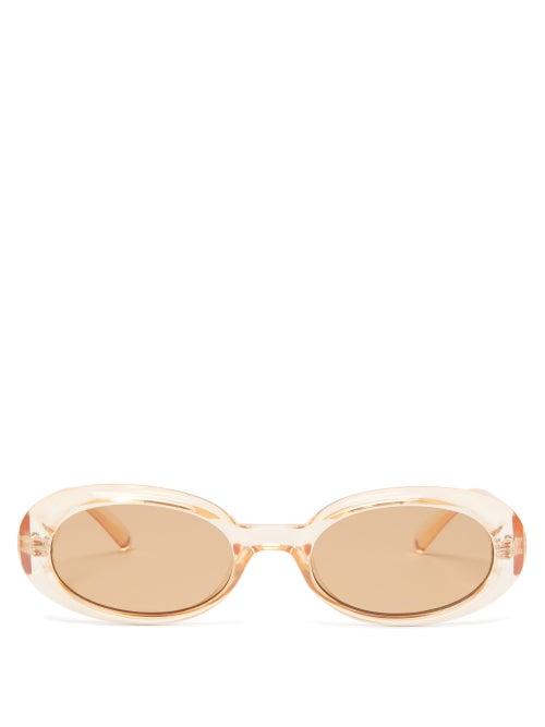 Le Specs - Work It Oval Acetate Sunglasses - Womens - Beige