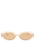 Le Specs - Work It Oval Acetate Sunglasses - Womens - Beige