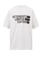 Vetements - Limited Edition Logo-print Cotton-jersey T-shirt - Mens - White