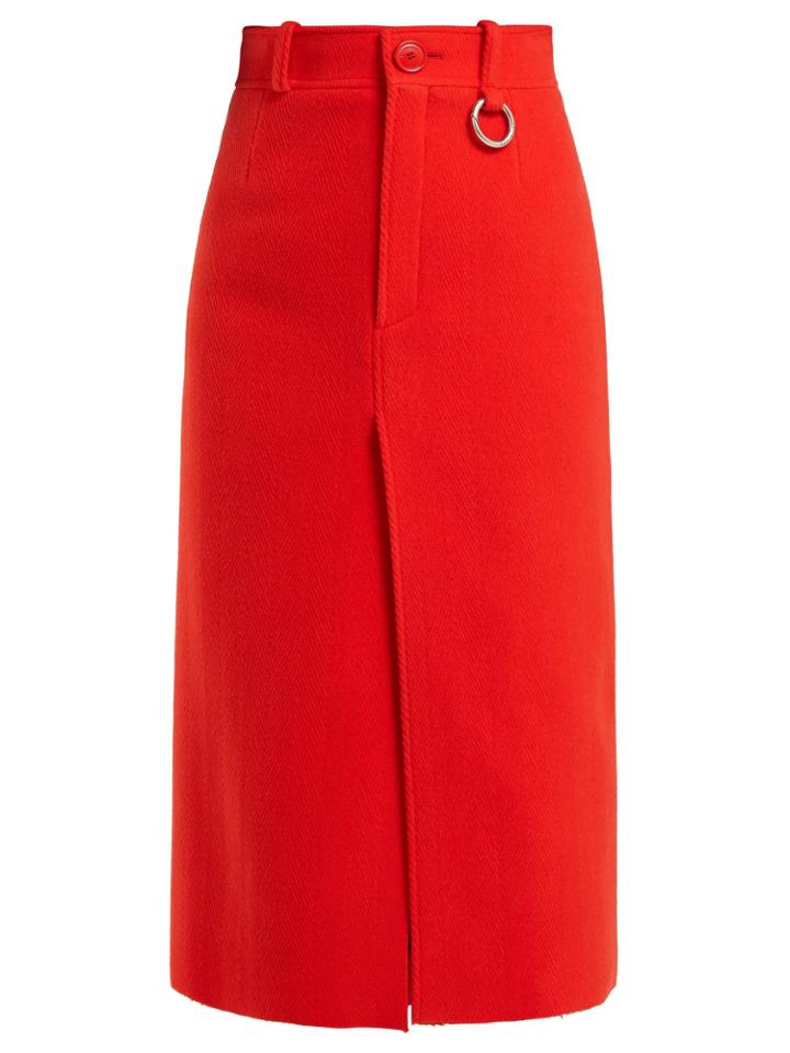 Balenciaga Slit-hem Wool-blend Pencil Skirt