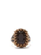 Alexander Mcqueen - Logo And Seal-engraved Ring - Womens - Black Gold