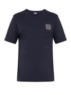 Matchesfashion.com Loewe - Logo Embroidered Cotton T Shirt - Mens - Navy