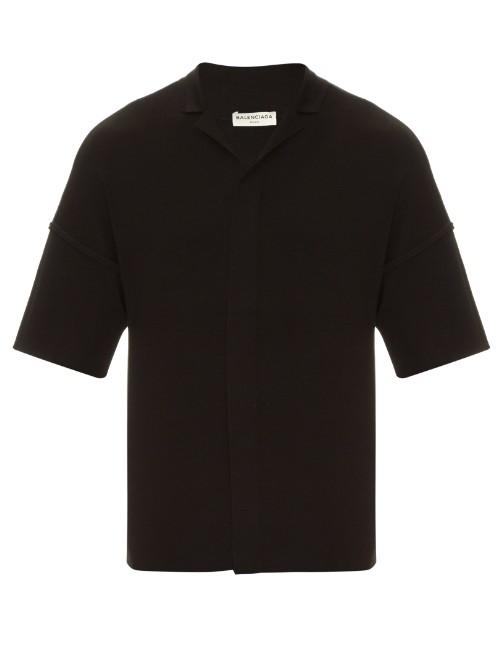 Balenciaga Notch-collar Wool-knit Shirt