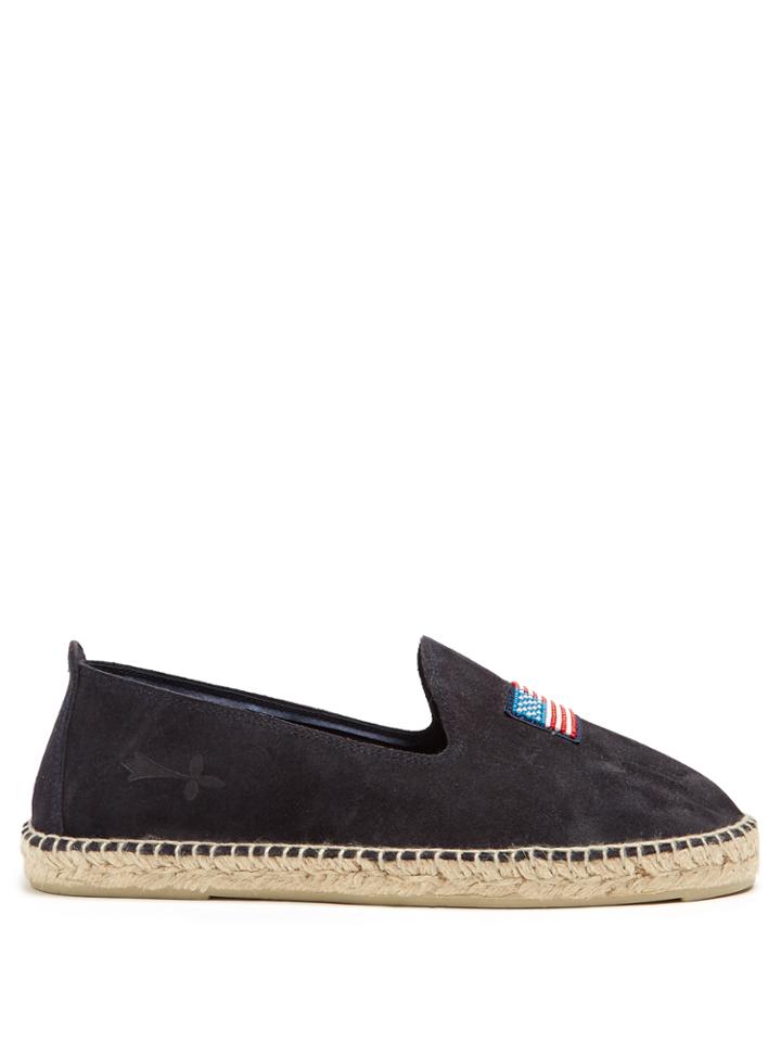 Manebí Usa Flag Bead-embellished Suede Espadrilles
