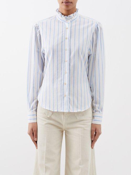Isabel Marant Toile - Jancis Striped Cotton-poplin Blouse - Womens - White Blue