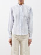 Isabel Marant Toile - Jancis Striped Cotton-poplin Blouse - Womens - White Blue