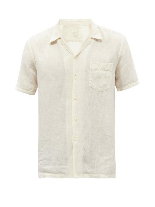 120 Lino 120% Lino - Patch-pocket Linen-cambric Shirt - Mens - Cream