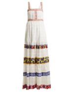 Stella Jean Four-tier Laser-cut Dress
