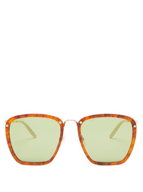 Matchesfashion.com Gucci - Square Tortoiseshell-acetate Sunglasses - Mens - Brown