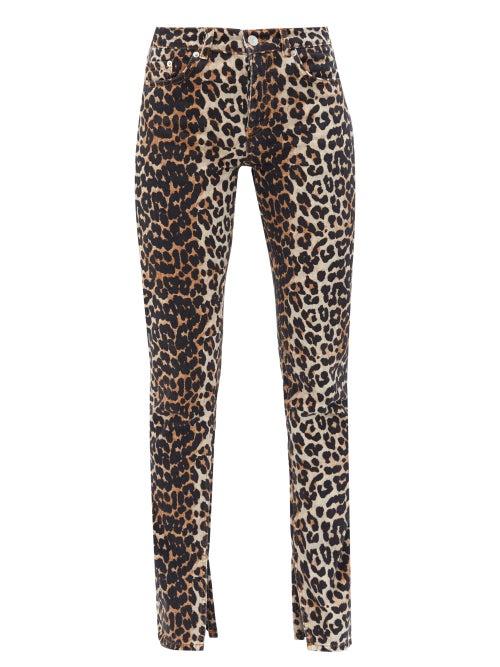 Matchesfashion.com Ganni - Split Hem Leopard Print Skinny Jeans - Womens - Leopard