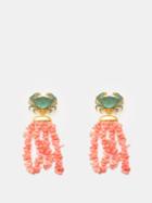 Begm Khan - Royal Crab Amalfi 24kt Gold-plated Clip Earrings - Womens - Green Multi