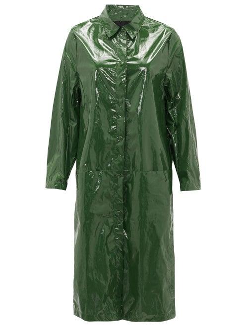 Matchesfashion.com Sara Lanzi - Point-collar Pvc Raincoat - Womens - Green