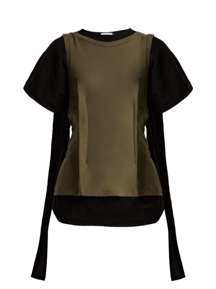 Jw Anderson Double Layer Cotton-jersey Drape-back Top