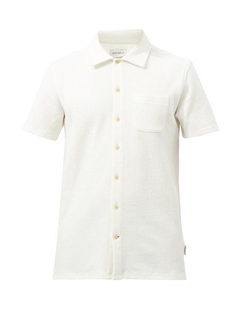 Oliver Spencer - Riviera Waffled Organic Cotton-blend Jersey Shirt - Mens - Cream