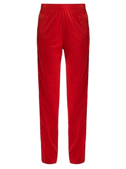 Matchesfashion.com Givenchy - Logo Print High Rise Jersey Trousers - Womens - Red