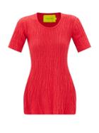 Marques'almeida - Open-back Ribbed Recycled-cotton T-shirt - Womens - Red