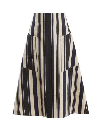 Zeus + Dione Tyche A-line Striped Silk-blend Skirt