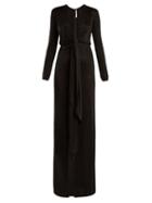 Matchesfashion.com Givenchy - Tie Front Deep V Neck Jersey Gown - Womens - Black