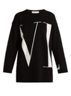 Matchesfashion.com Valentino - Vltn Intarsia Cashmere Sweater - Womens - Black White