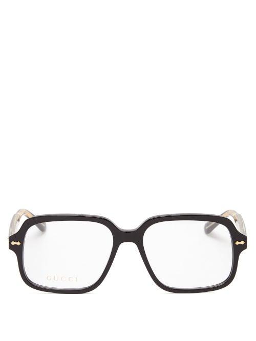 Gucci - Square Acetate Glasses - Mens - Black