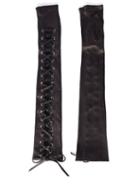 Gucci - Long Lace-up Fingerless Leather Gloves - Womens - Black