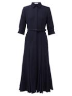 Matchesfashion.com Gabriela Hearst - Jeanne Whipstitched Crepe Shirt Dress - Womens - Navy