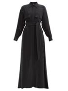 Matchesfashion.com Su Paris - Raya Belted Crepe Maxi Shirt Dress - Womens - Black