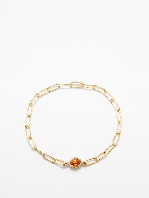 Healers - Spessartine Garnet & 18kt Recycled Gold Bracelet - Mens - Gold