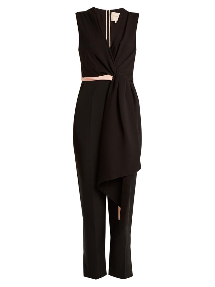 Roksanda Rokuro Asymmetric Draped-front Cady Jumpsuit