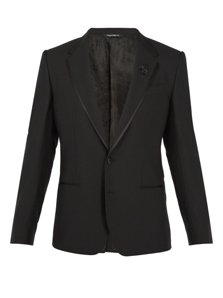 Dolce & Gabbana Bee-embellished Wool-blend Tuxedo Jacket