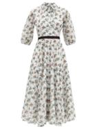 Matchesfashion.com Emilia Wickstead - Helen Floral-print Cotton Midi Dress - Womens - White Multi